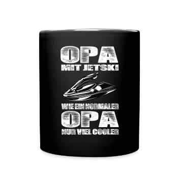 Opa Mit Jetski Wie Ein Normaler Opa Nur Cooler - Tasse einfarbig - Schwarz - Vorne