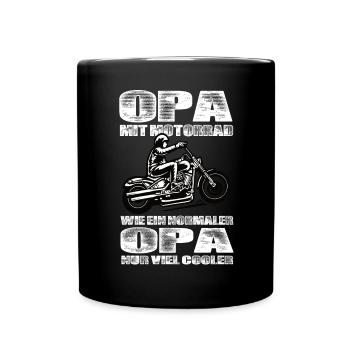 Opa Mit Motorrad Wie Ein Normaler Opa Nur Cooler - Tasse einfarbig - Schwarz - Vorne