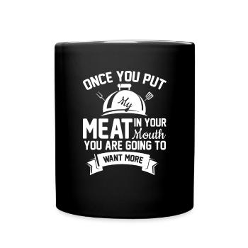 Funny Meat Lover BBQ Steak Barbecue Beef Cow - Full Colour Mug - black - Front