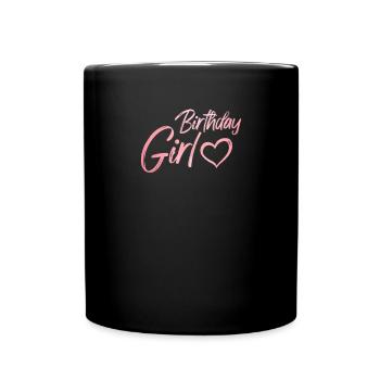 Geburtstag Mädchen Rosé Herz Mädchen - Tasse einfarbig - Schwarz - Vorne