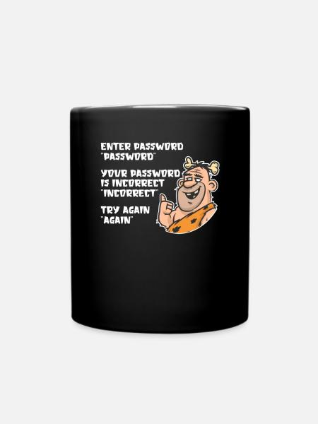 Funny Caveman Passwort Entry UX UI - Tasse einfarbig - Schwarz