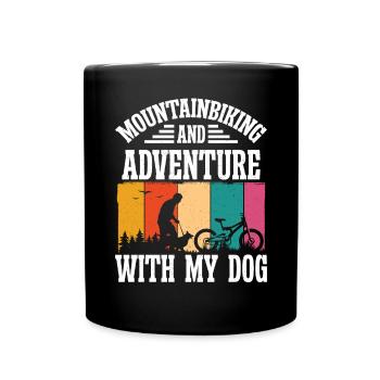 Mountainbiking and Adventure with Dog - Full Colour Mug - black - Front