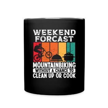 Weekend Forecast Mountain Biking for Men - Full Colour Mug - black - Front