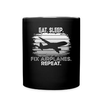 Mechanic Fix Airplanes - Full Colour Mug - black - Front