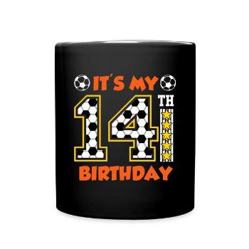Football player 14th birthday football - Full Colour Mug - black - Front