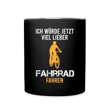 Mountainbike Fahrer Spruch Lustig Geschenk Damen - Tasse einfarbig - Schwarz - Vorne