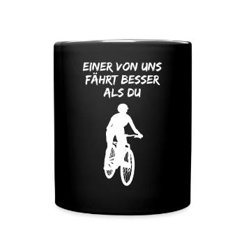 Mountainbike Fahrer Spruch Lustig Geschenk Damen - Tasse einfarbig - Schwarz - Vorne