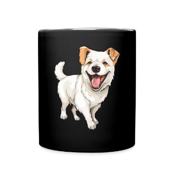 Laughing cute dog - Full Colour Mug - black - Front