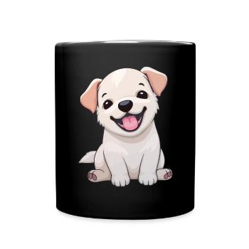 Niedlicher Welpe - Tasse einfarbig - Schwarz - Vorne