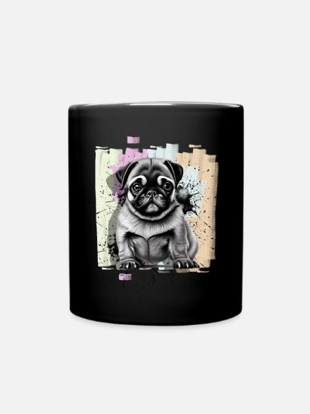 Mops - Tasse einfarbig - Schwarz