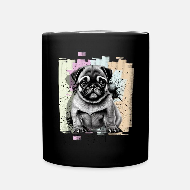 Mops - Tasse einfarbig - Schwarz