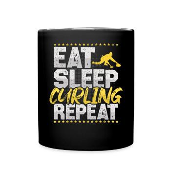 Curling Eat Sleep Repeat Eis Sport Hobby Curling - Tasse einfarbig - Schwarz - Vorne