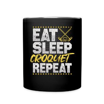 Krocket Eat Sleep Repeat Krocketball Hobby Krocket - Tasse einfarbig - Schwarz - Vorne