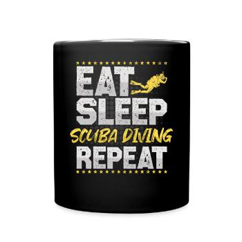 Diving Eat Sleep Repeat Snorkeling Hobby Diving - Full Colour Mug - black - Front
