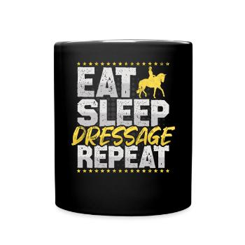 Dressage Manger Dormir Répéter Équitation Hobby - Mug uni - noir - Devant