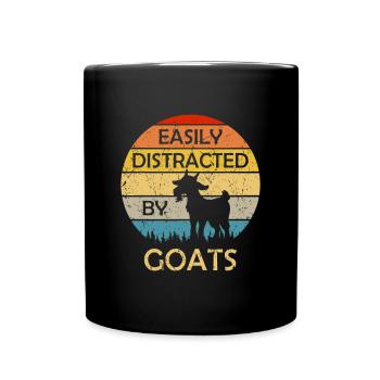 Leicht abgelenkt von Ziegen Retro Vintage Funny Goa - Tasse einfarbig - Schwarz - Vorne