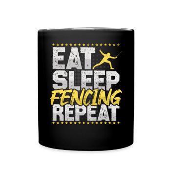 Fencing Eat Sleep Repeat Sword Fighting Swords - Full Colour Mug - black - Front