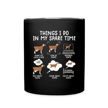 Lustige Ziegenideen 6 Dinge, die ich in meiner Freizeit mache - Tasse einfarbig - Schwarz - Vorne