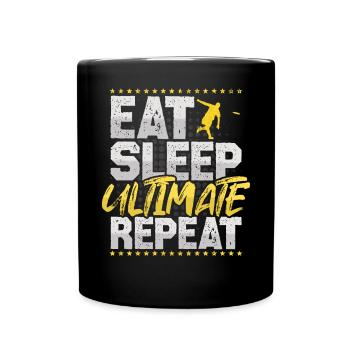 Ultimate Eat Sleep Repeat Frisbee Hobby Ultimate - Full Colour Mug - black - Front