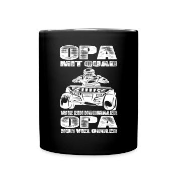 Opa Mit Quad Wie Ein Normaler Opa Nur Cooler - Tasse einfarbig - Schwarz - Vorne