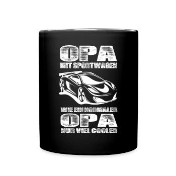Opa Mit Sportwagen Wie Ein Normaler Opa Nur Cooler - Tasse einfarbig - Schwarz - Vorne
