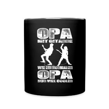 Opa Mit Gitarre Wie Ein Normaler Opa Nur Cooler - Tasse einfarbig - Schwarz - Vorne