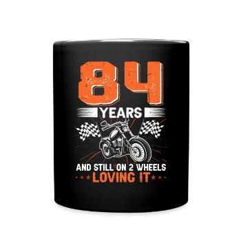 84 ans et toujours sur 2 roues 84e anniversaire - Mug uni - noir - Devant