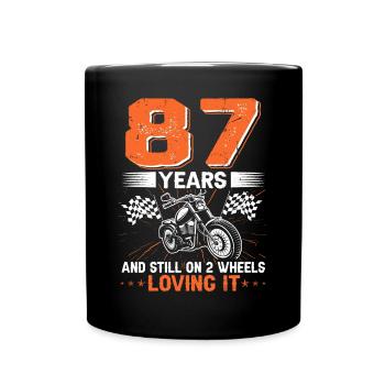 87 Years And Still On 2 Wheels 87th Birthday - Full Colour Mug - black - Front