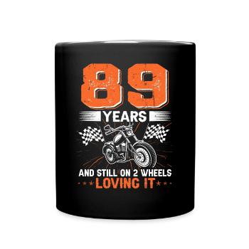 89 ans et toujours sur 2 roues 89e anniversaire - Mug uni - noir - Devant