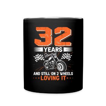 32 ans et toujours sur 2 roues 32e anniversaire - Mug uni - noir - Devant