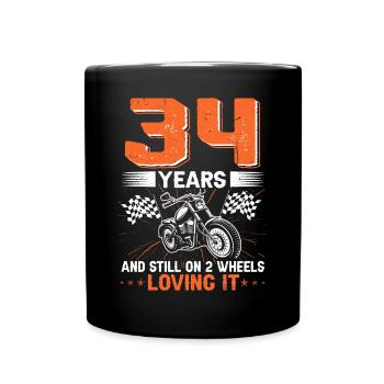34 Years And Still On 2 Wheels 34th Birthday - Tasse einfarbig - Schwarz - Vorne