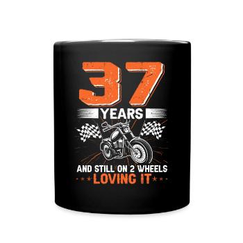 37 ans et toujours sur 2 roues 37e anniversaire - Mug uni - noir - Devant