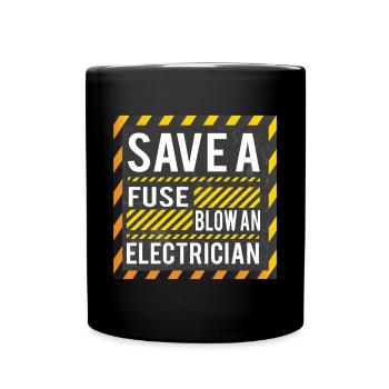 Lustige Elektriker Sprüche I Eliktriker - Tasse einfarbig - Schwarz - Vorne