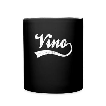 Wein Vino Schriftzug - Tasse einfarbig - Schwarz - Vorne