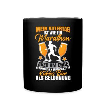 Mein Vatertag Ist Wie Ein Marathon - Tasse einfarbig - Schwarz - Vorne