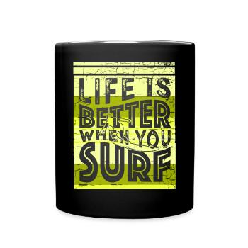 Surfer Citation Drôle - Mug uni - noir - Devant