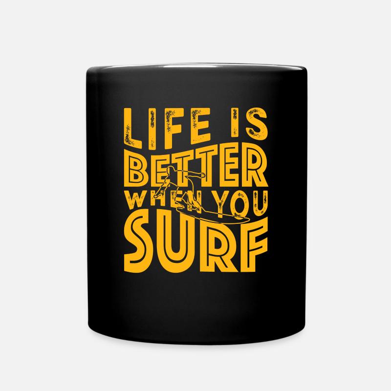 Sufer Saying Funny - Full Colour Mug - black