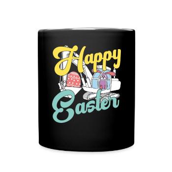 Lapin Joyeux jour de Pâques Chasse printanière Oeufs Lapin - Mug uni - noir - Devant
