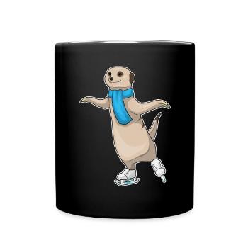Suricates patins à glace - Mug uni - noir - Devant