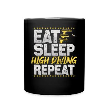 Turmspringen Eat Sleep Repeat Schwimmen Hobby - Tasse einfarbig - Schwarz - Vorne