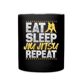 Jiu Jitsu Eat Sleep Repeat Martial Arts Jiu Jitsu - Full Colour Mug - black - Front