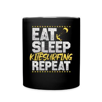 Kitesurfen Eat Sleep Repeat Surfing Kitesurfen - Tasse einfarbig - Schwarz - Vorne