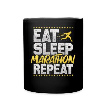 Marathon Eat Sleep Repeat Half Marathon Jogging - Full Colour Mug - black - Front