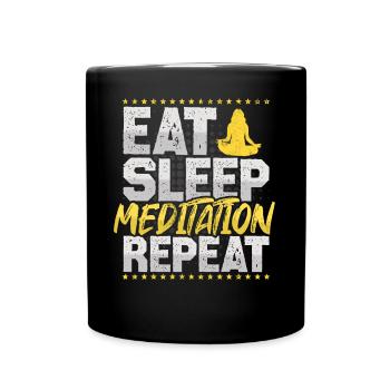 Meditation Eat Sleep Repeat Osho Hobby Meditation - Full Colour Mug - black - Front