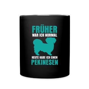 Pekinese früher normal Peking-Palasthund - Tasse einfarbig - Schwarz - Vorne