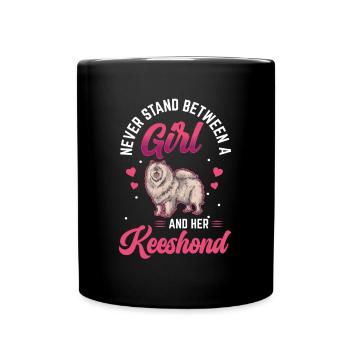 Mädchen und ihr Wolfsspitz Deutscher Keeshond - Tasse einfarbig - Schwarz - Vorne