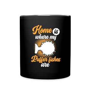 Kugelfisch ist mein Zuhause Riesenkugelfisch - Tasse einfarbig - Schwarz - Vorne