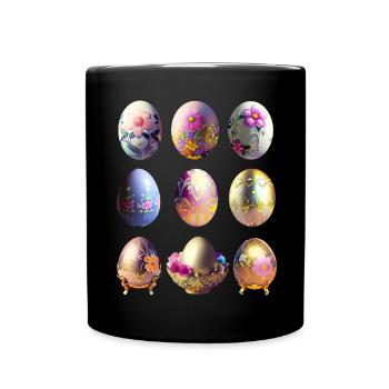 Ensemble d’autocollants colorés d’œufs de Pâques - Mug uni - noir - Devant