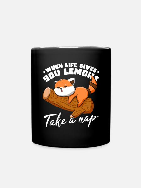 Funny Sleeping Red Panda - Full Colour Mug - black