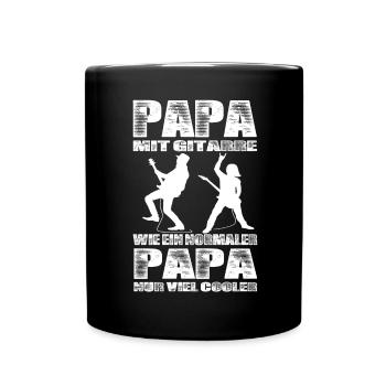 Papa Mit Gitarre Wie Ein Normaler Papa nur Cooler - Tasse einfarbig - Schwarz - Vorne